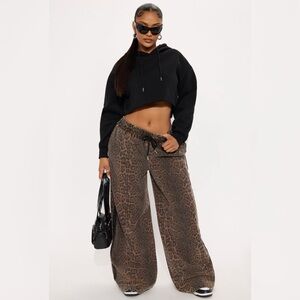 • Fashion Nova | Have My Word Leopard Twill Wide Leg Pant